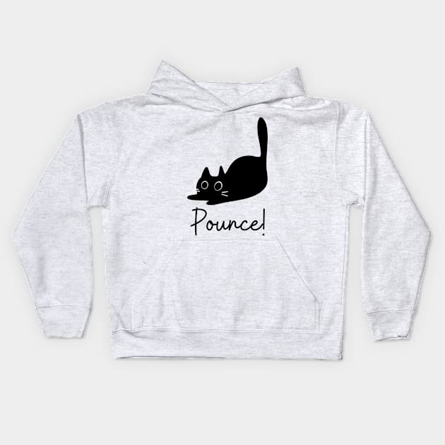 Playful Black Kitty Pounce Kids Hoodie by TammyWinandArt